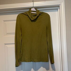 Olive Green Long Sleeve Mock Neck Top